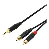 SWAMP Smartphone to Dual RCA Cable - Extended 3.5mm Mini-Jack 1 METER