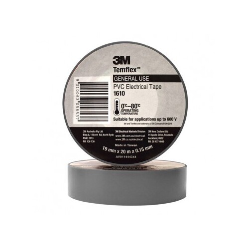 3M TAPE, VINYL ELECTRICAL 160 TEMFLEX, GREY, 18MM X 20M