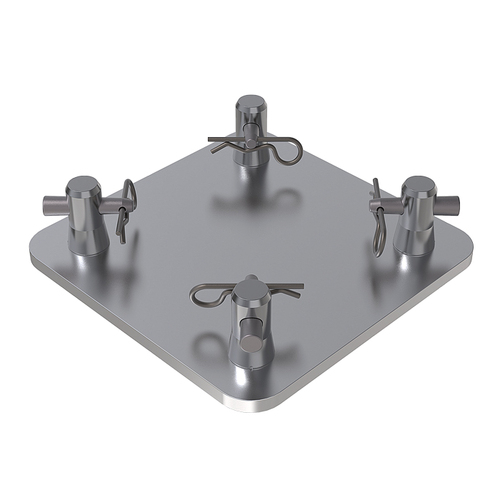 GLOBAL TRUSS F14 Truss 115mm x 115mm x 5mm Square Aluminium Base Plate with Half-Spigots, Pins & R-Clips