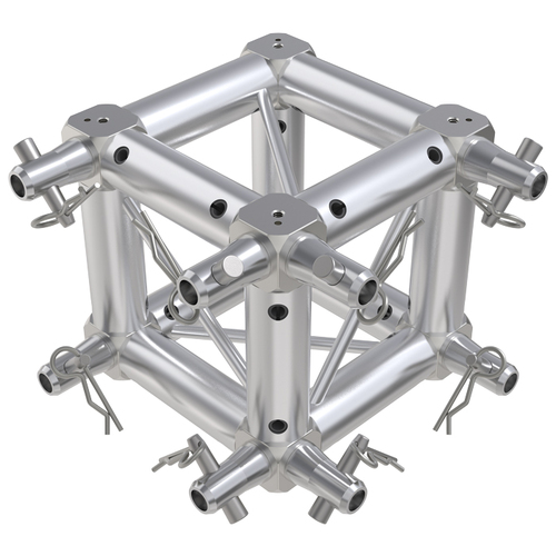 GLOBAL TRUSS F14 Square Truss 6 Way Cube Junction with Half-Spigot Connectors for 2 Faces