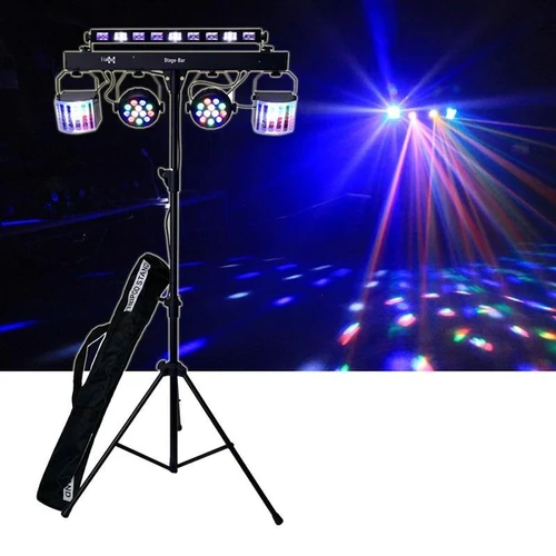 CR Lite USB C Party Set Stage Light Bar 5 LED Light Effects Derby Wash Strobe UV incl. Tripod Carry Bags Remote